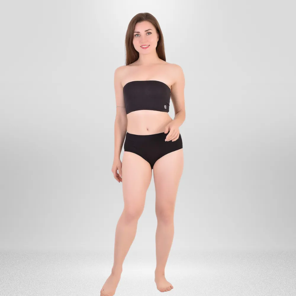 Bustier Bra | Bamboo Fabric | Well-Fitted | Comfortable | Women Active Wear | Black