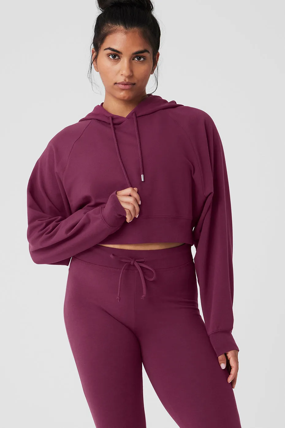 Cropped Double Take Hoodie - Wild Berry