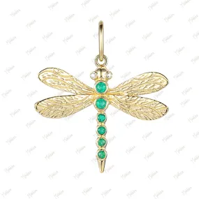 Emerald Textured Finish Dragonfly Pendant 23x26mm
