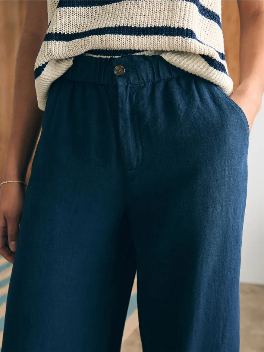Faherty Brand Monterey Linen Pant in After Midnight