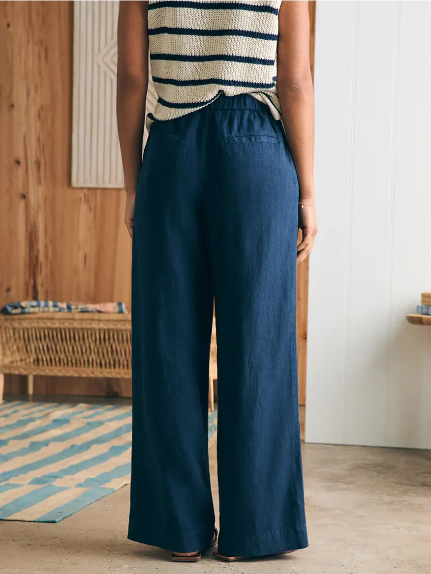 Faherty Brand Monterey Linen Pant in After Midnight