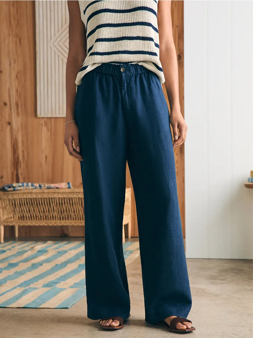 Faherty Brand Monterey Linen Pant in After Midnight