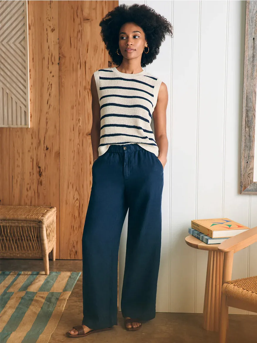 Faherty Brand Monterey Linen Pant in After Midnight