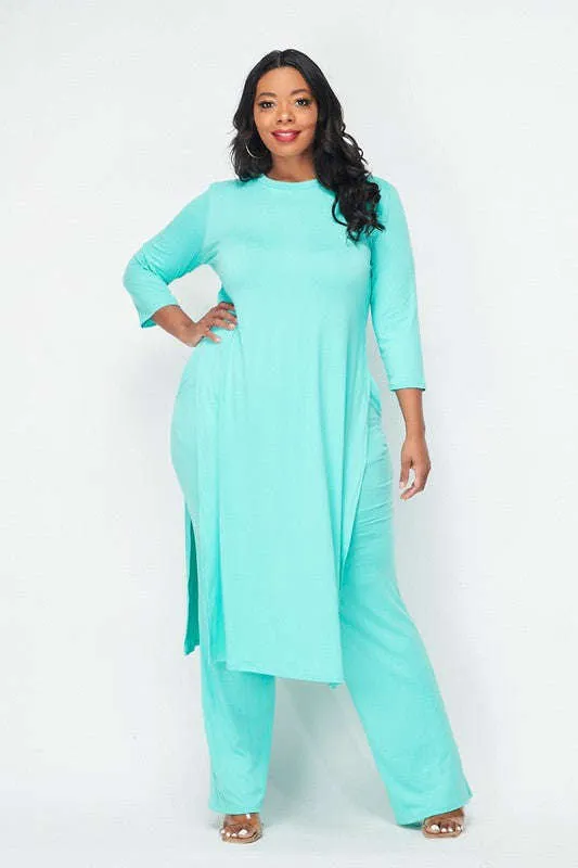 Fasheabe Tie front Palazzo pants 2pc set