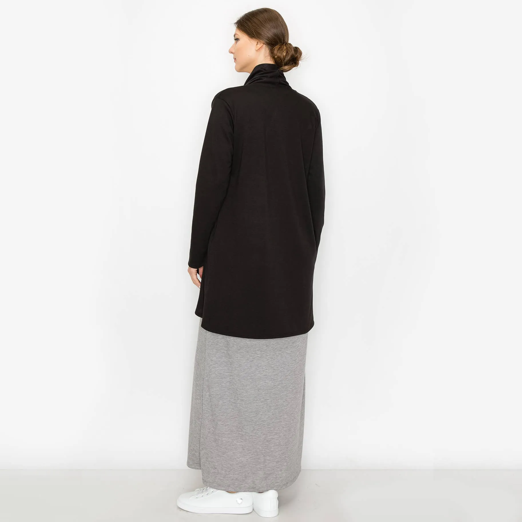 FRENCH TERRY DRAPED CARDI