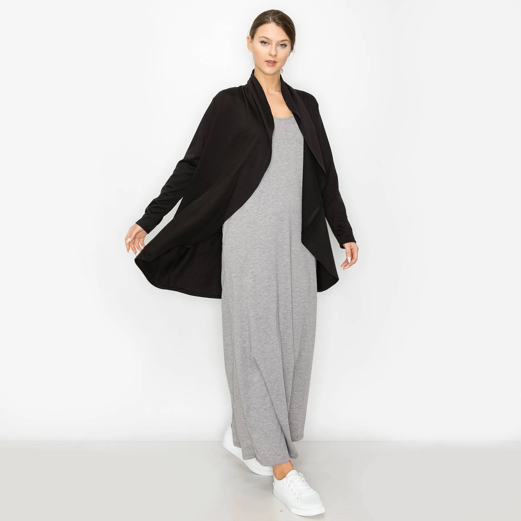 FRENCH TERRY DRAPED CARDI