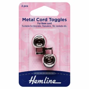 Hemline Adjustable Cord Toggles Pack - Silver