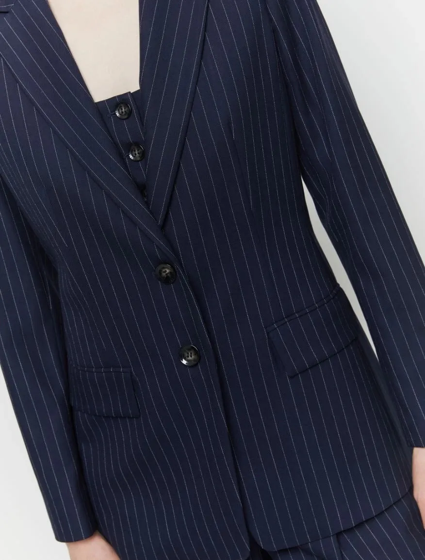 IBLUES Pinstripe Navy Blazer