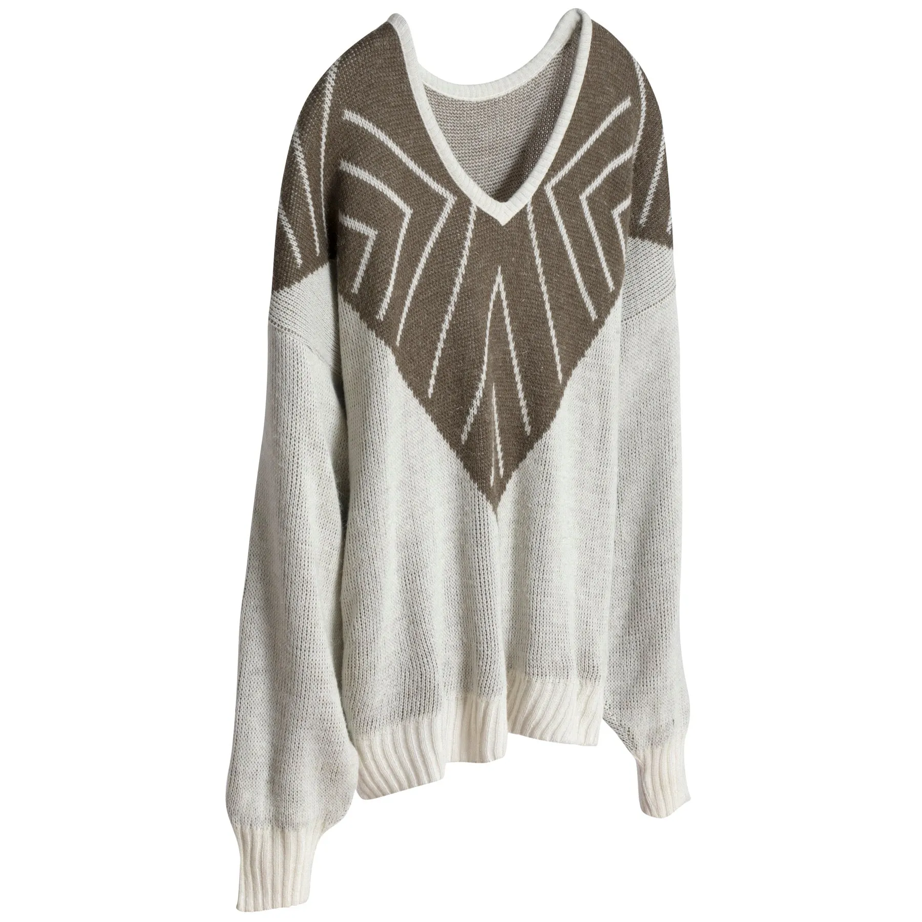 LYS Yarn Single Knit Fair Isle V Neck Jumper