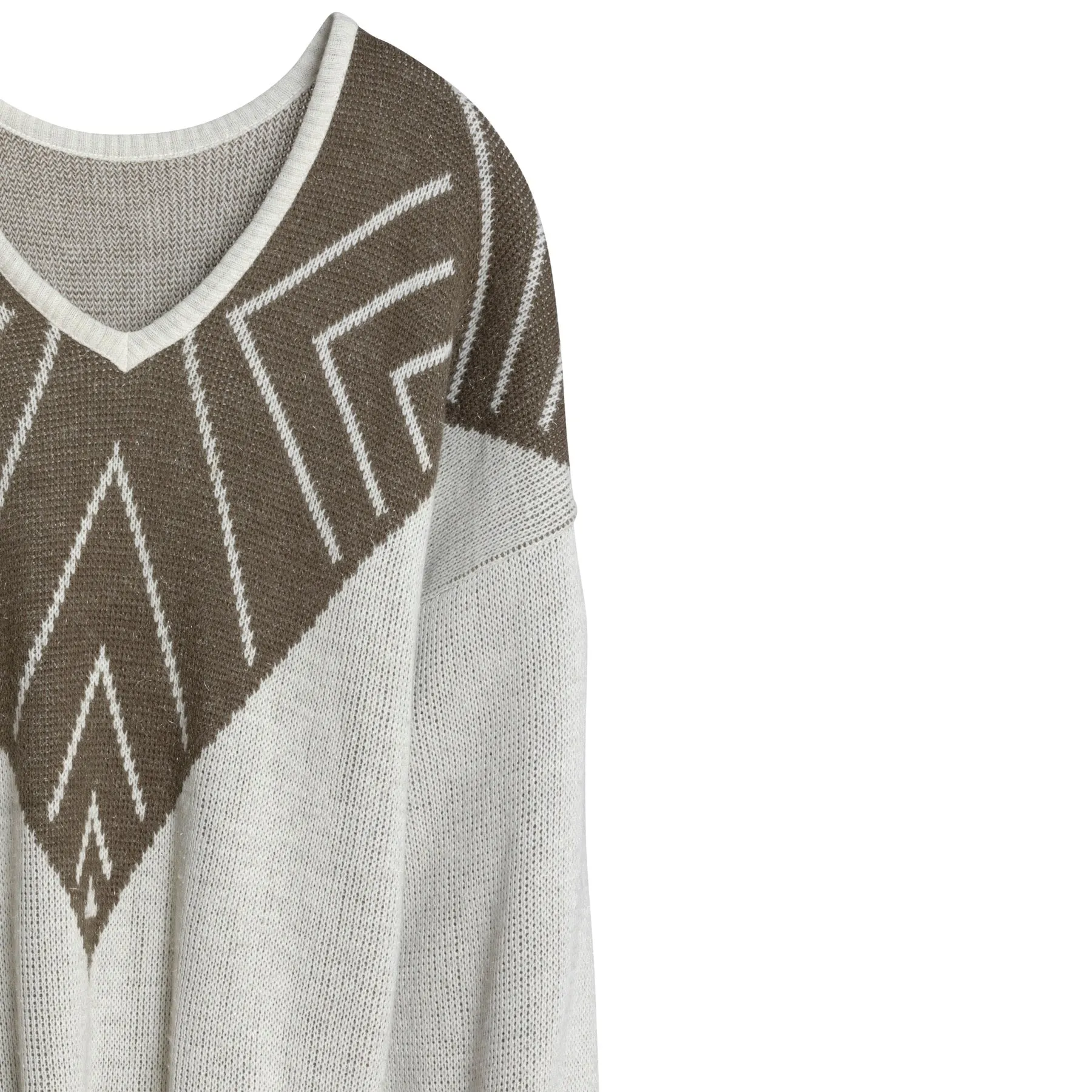 LYS Yarn Single Knit Fair Isle V Neck Jumper