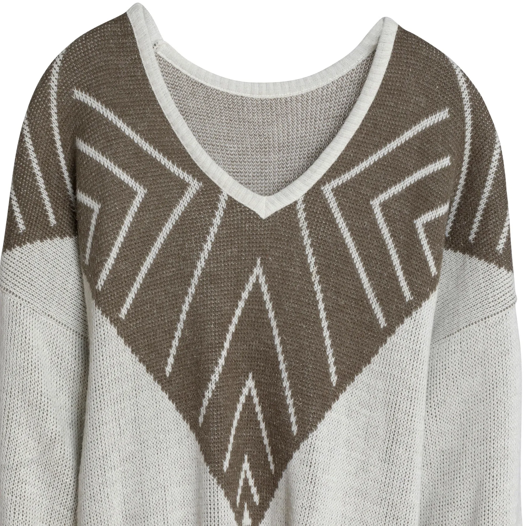 LYS Yarn Single Knit Fair Isle V Neck Jumper