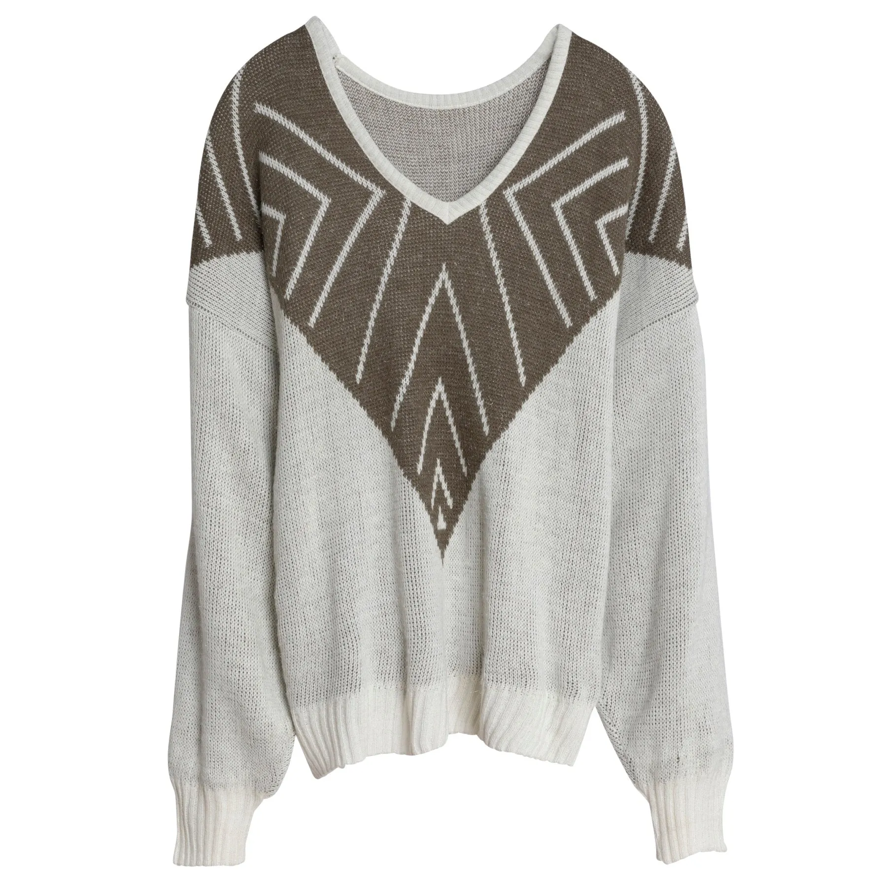 LYS Yarn Single Knit Fair Isle V Neck Jumper