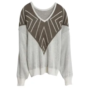 LYS Yarn Single Knit Fair Isle V Neck Jumper