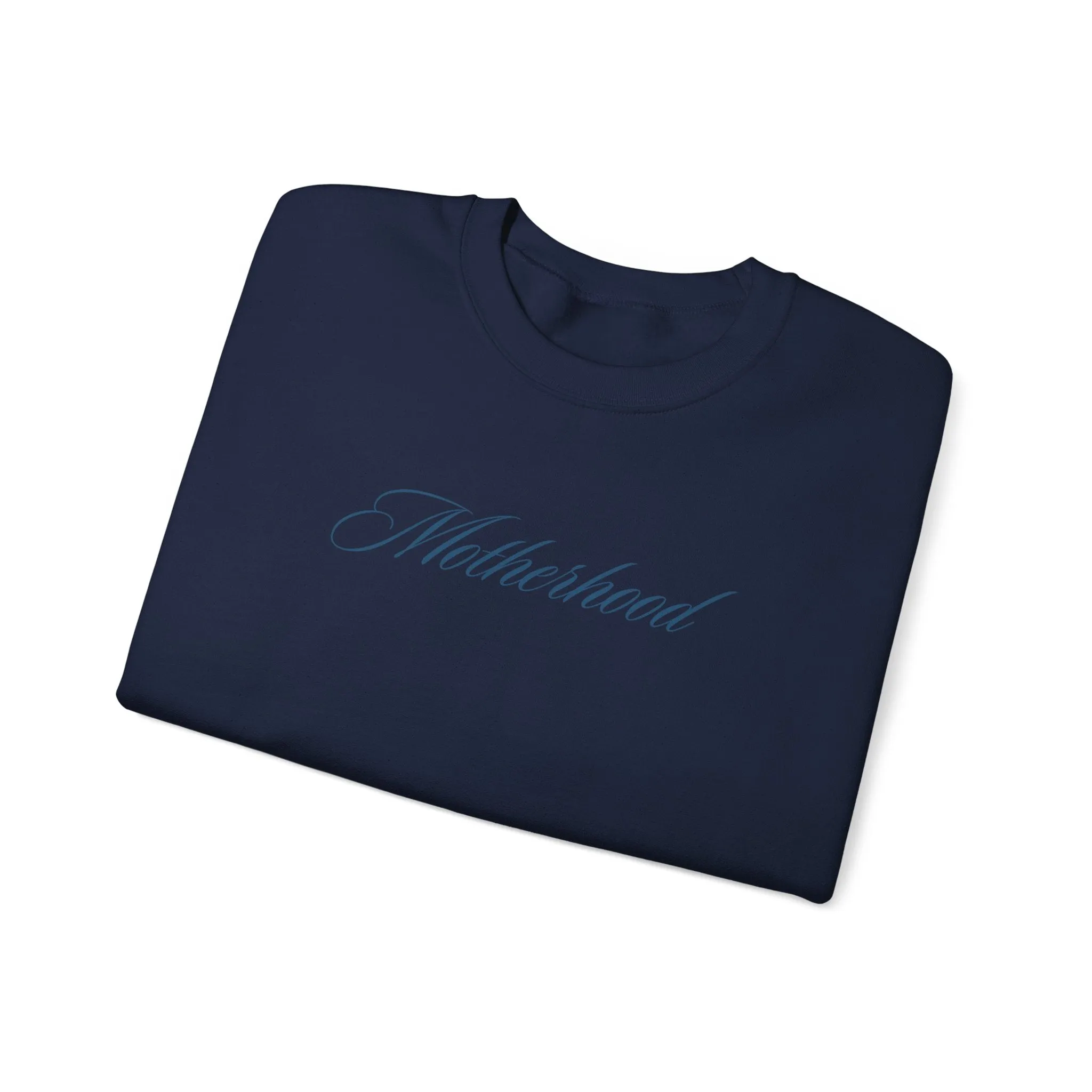 MOTHERHOOD Oversized Pullover Crewneck Sweatshirt, Gifts for Mom, Baby Shower Gifts, Blue on Navy, Mother's Day Gift
