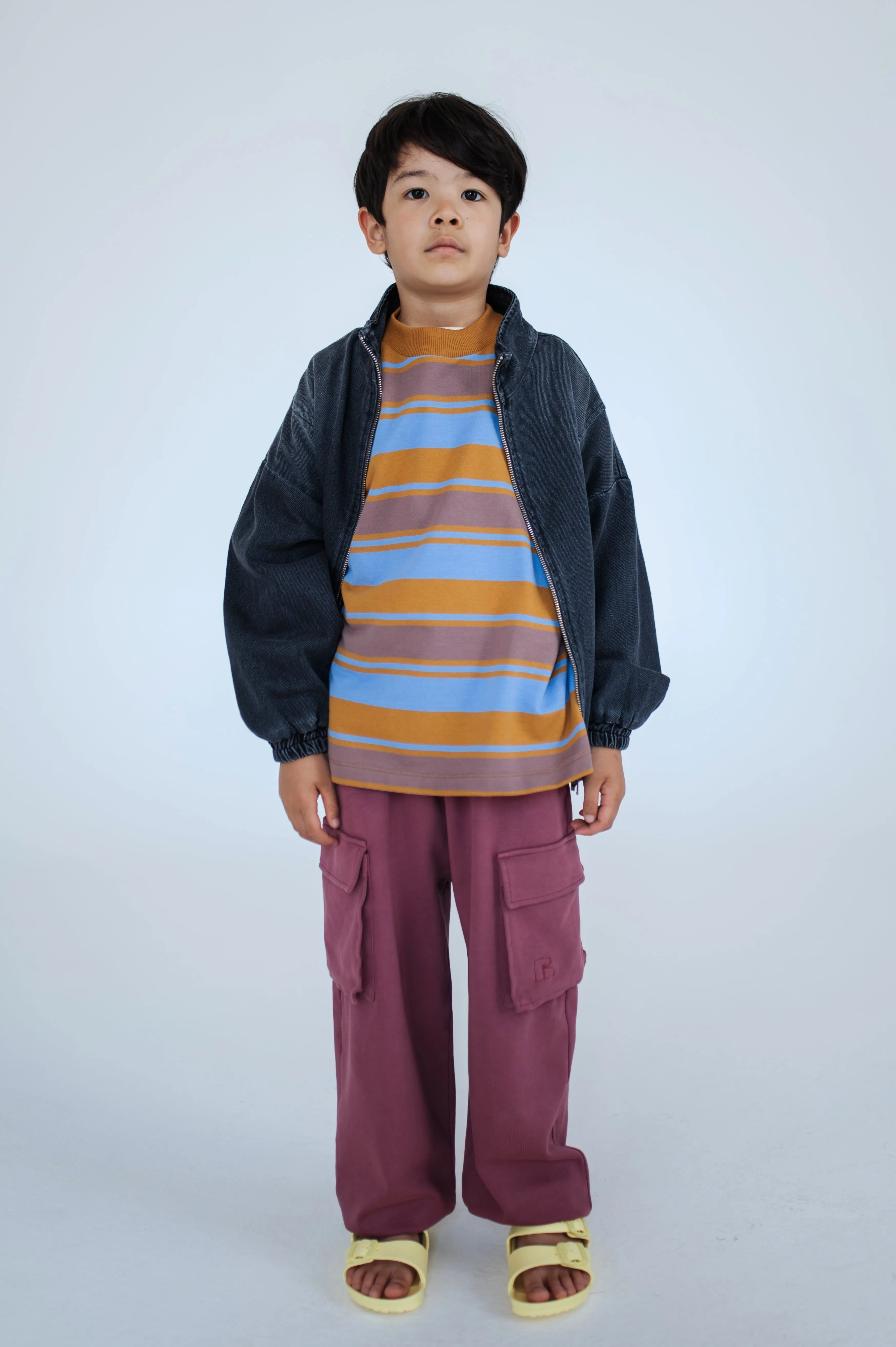 oversized boxy sweater - multi blue powder stripe