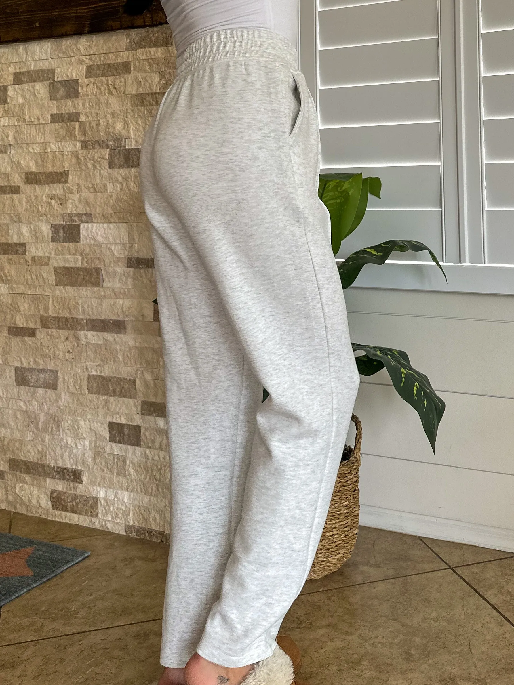 Pintuck Straight Sweatpants - Light Heather Grey