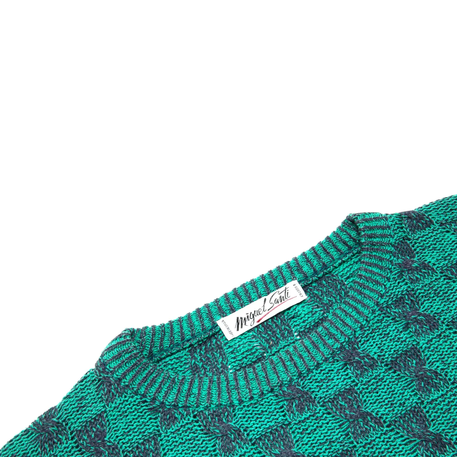 Two Ply Cotton Linen Yarn Cable Twist Checkerboard Pullover