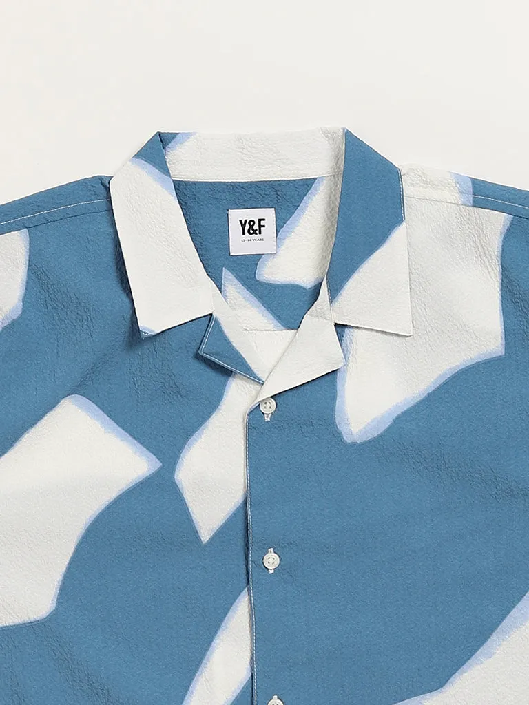 Y&F Kids Blue Abstract Print Shirt