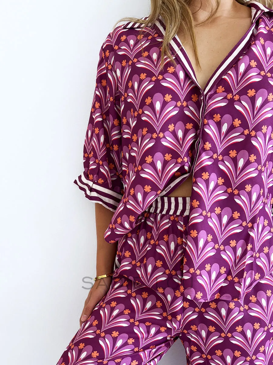 Zella The Label / Manzo Pant - Bloom Plum Print